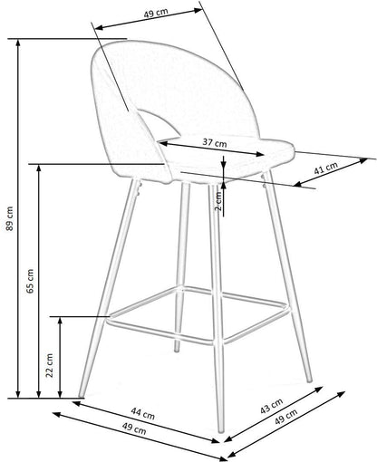 Bar Stool Reggio Calabria | size: Width: 48cm, Height: 89cm, Depth: 49cm | color: Blue | image: 6 | variant: 1003059