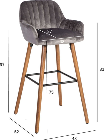 Bar Stool Sevenoaks | size: Length: 48cm, Width: 48cm, Height: 97cm, Depth: 52cm | color: Gray | image: 2 | variant: 1001307