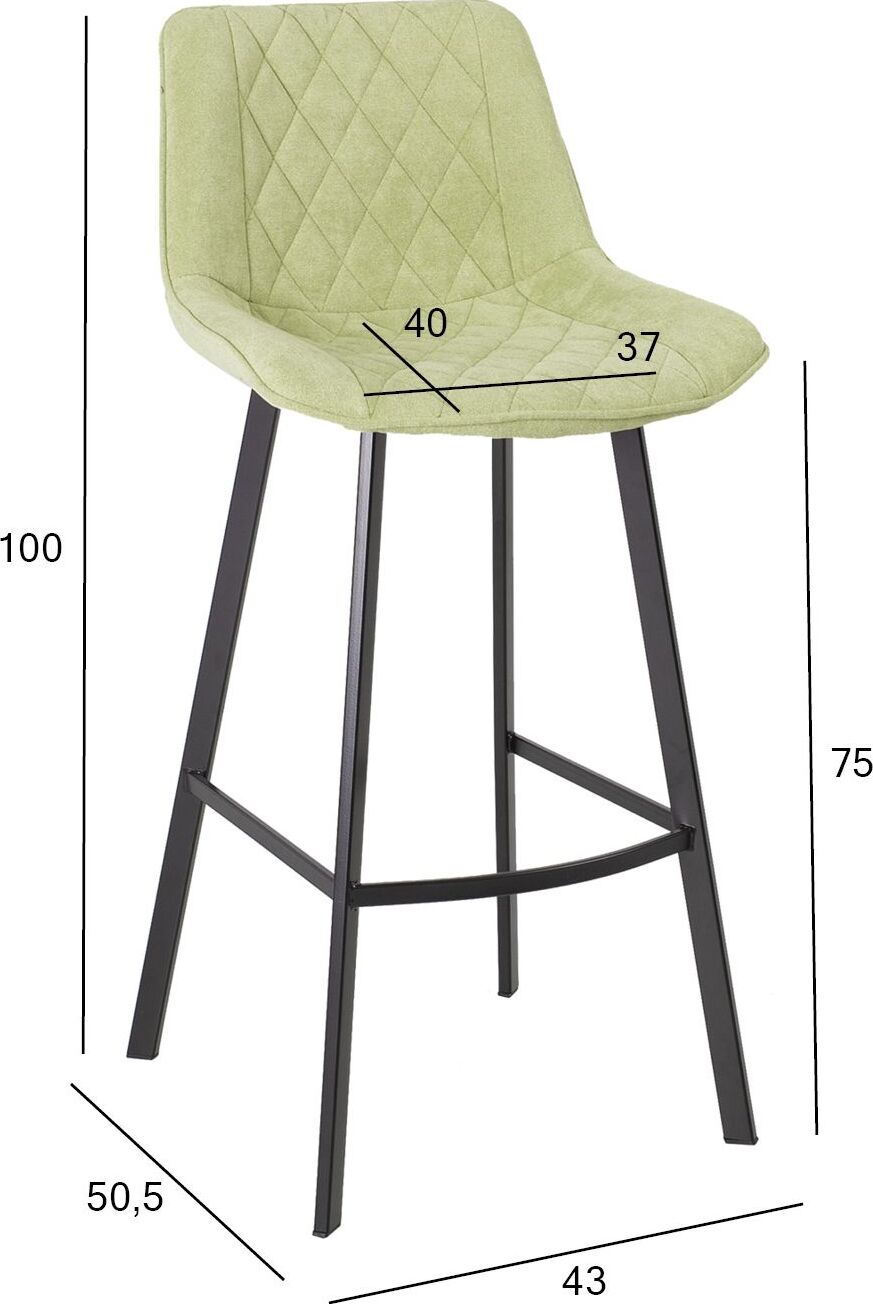 Bar Stool Sittingbourne | size: Length: 50cm, Width: 43cm, Height: 100cm, Depth: 50.5cm | color: Green | image: 3 | variant: 1005135