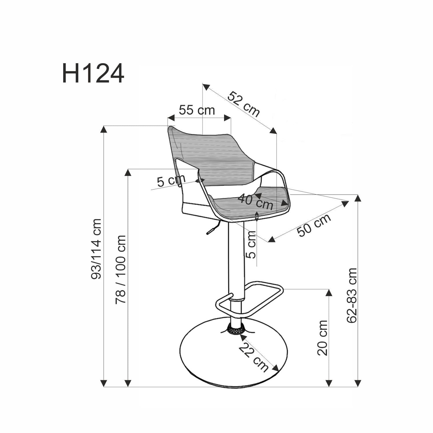 Bar Stool West Alytus | size: Width: 55cm, Height: 114cm, Depth: 52cm | color: Brown/Black | image: 6 | variant: 1007577