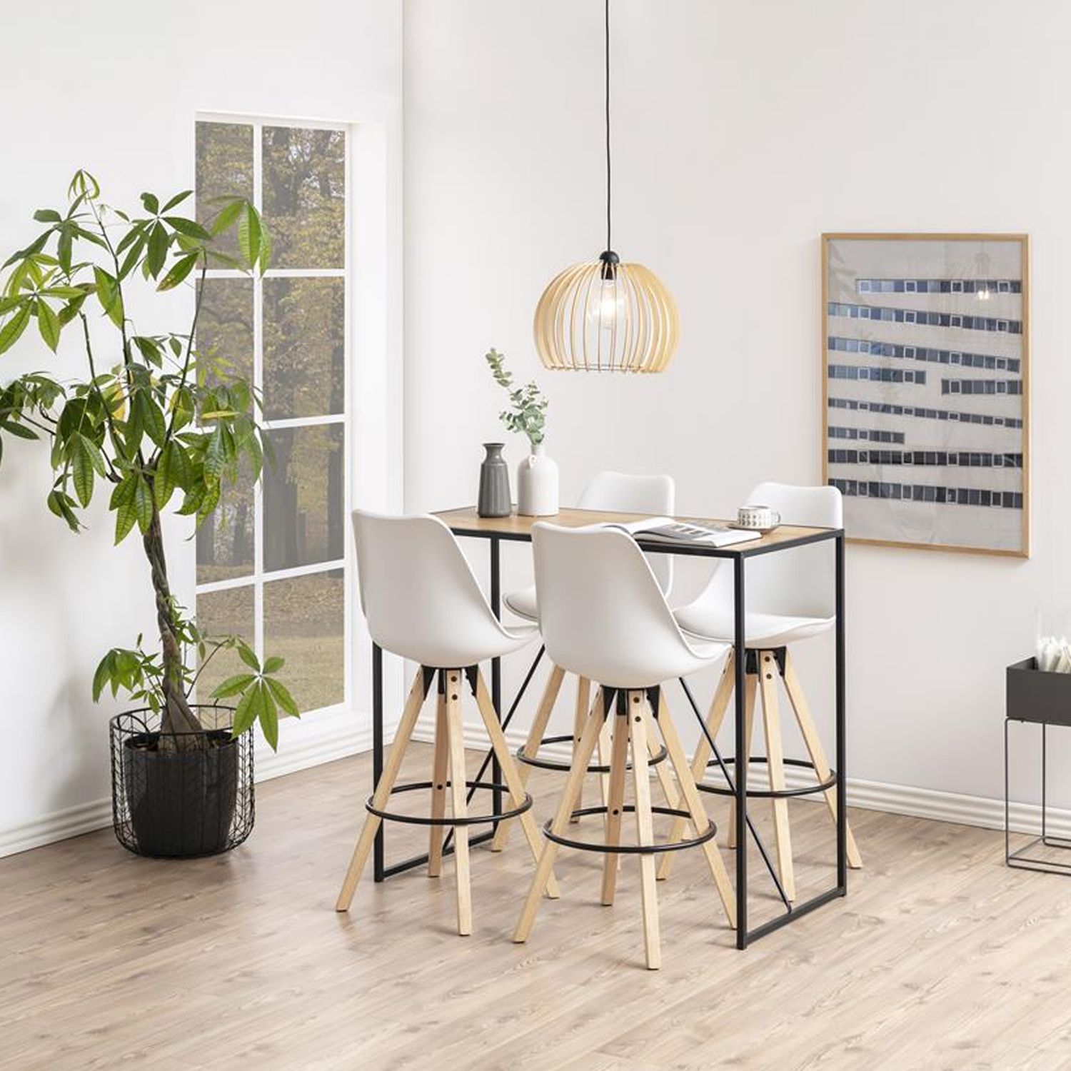 Bar Table Aberystwyth | size: Length: 60cm, Width: 120cm, Height: 105cm | color: Black/Oak | image: 1 | variant: 1001708