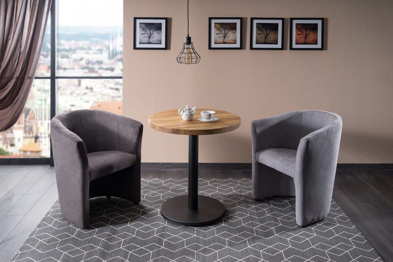 Bar Table Bishop Auckland | size: Length: 80cm, Width: 80cm, Height: 76cm, Diameter: 80cm | color: Solid wood/Black/Oak | image: 2 | variant: 1007806