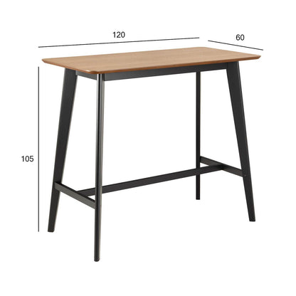 Bar Table Broadstairs | size: Length: 60cm, Width: 120cm, Height: 105cm | color: Black/Oak | image: 2 | variant: 1006536