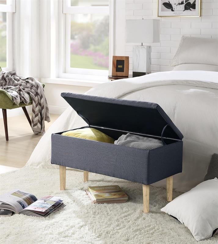 Bedroom Bench Odense | size: Width: 80cm, Height: 44cm, Depth: 40cm | color: Gray | image: 2 | variant: 1001992
