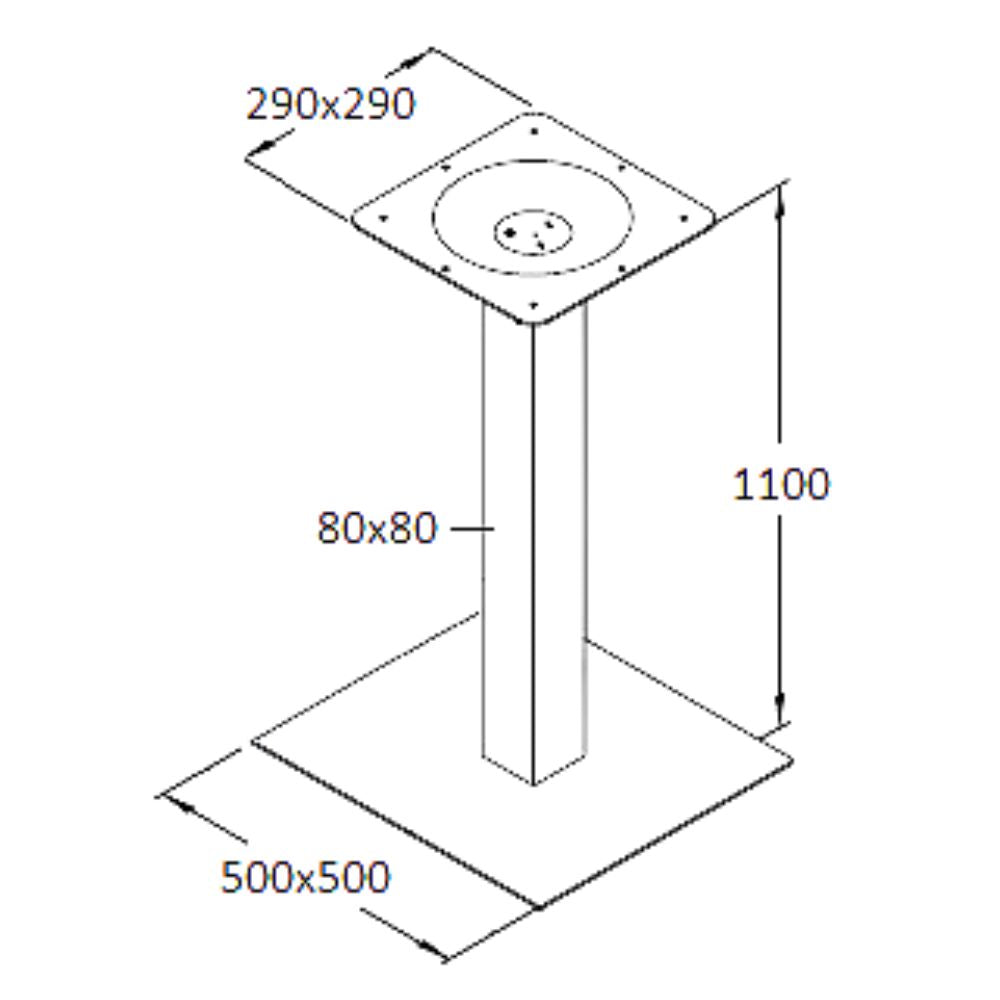 Central Table Leg East Bath | size: Height: 110cm, Diameter: 50cm | color: Chrome | image: 1 | variant: 1004629