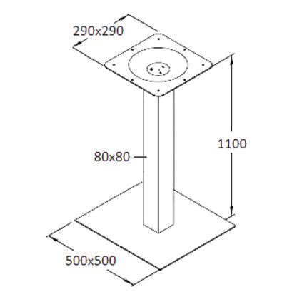 Central Table Leg East Bath | size: Height: 110cm, Diameter: 50cm | color: Chrome | image: 1 | variant: 1004629