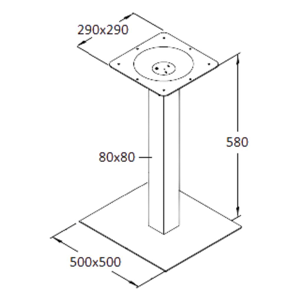Central Table Leg East Bath | size: Height: 58cm, Diameter: 50cm | color: Chrome | image: 1 | variant: 1004627
