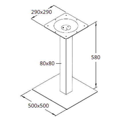 Central Table Leg East Bath | size: Height: 58cm, Diameter: 50cm | color: Chrome | image: 1 | variant: 1004627