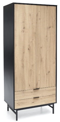 Closet Barnstaple | size: Width: 80cm, Height: 205cm, Depth: 53cm | color: Black/Oak | image: 1 | variant: 1007350