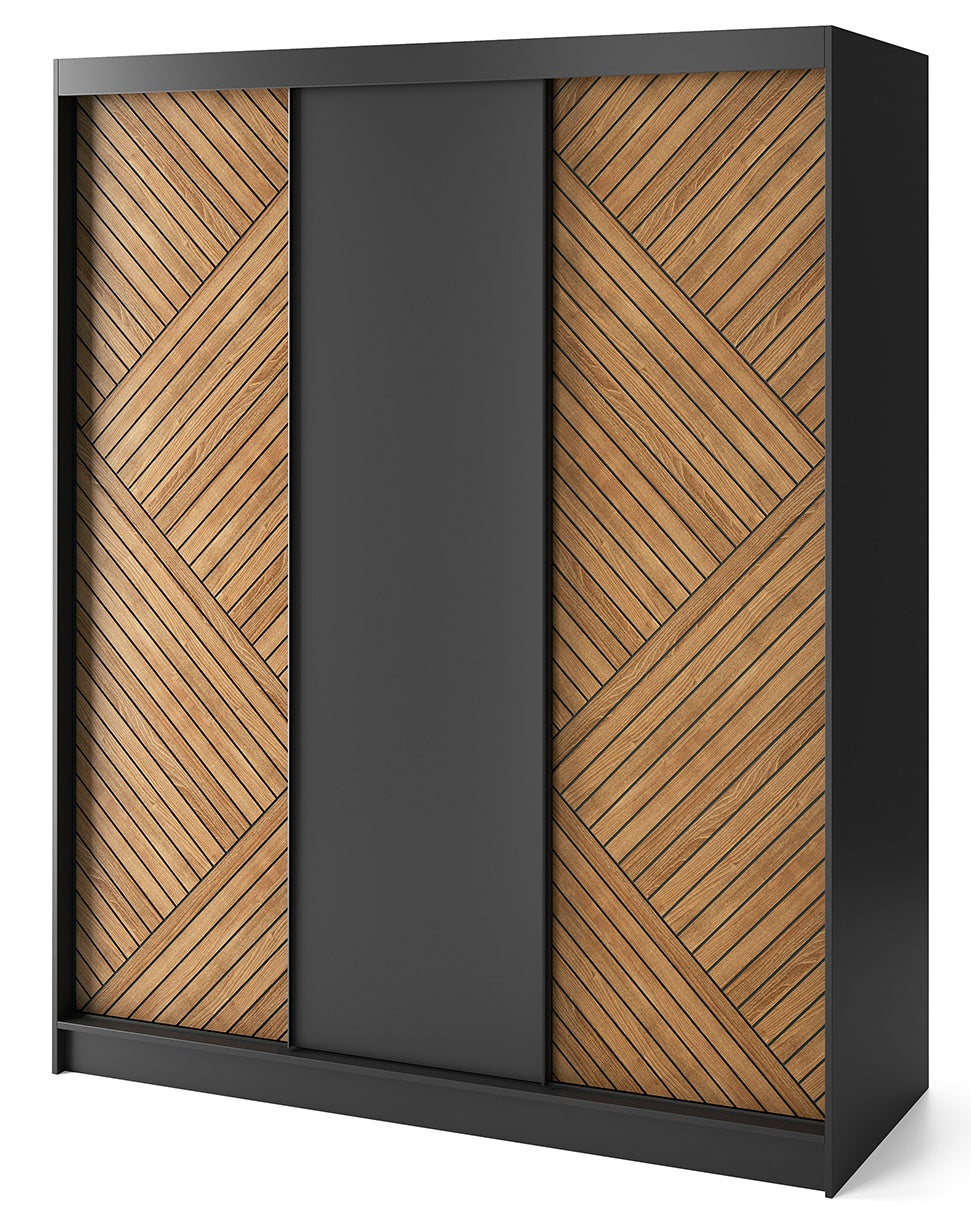 Closet East Urbino 1 | size: Width: 220cm, Height: 60cm, Depth: 180cm | color: Black/Oak | image: 0 | variant: 1017698