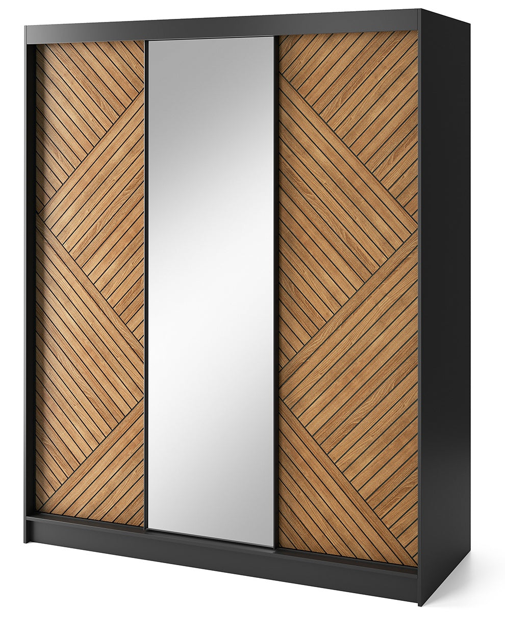 Closet East Urbino | size: Width: 220cm, Height: 60cm, Depth: 180cm | color: Black/Oak | image: 0 | variant: 1017697