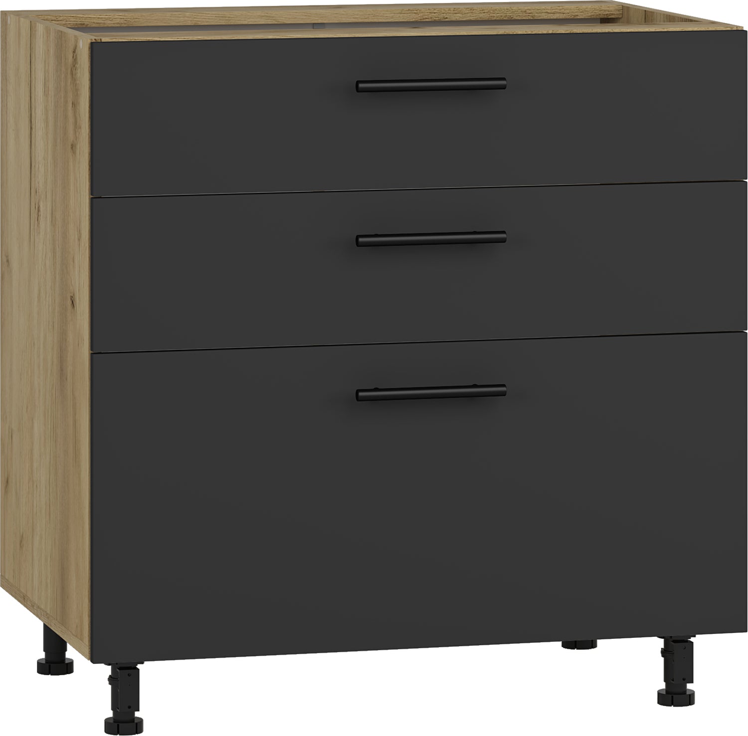 Closet Linkoping | size: Width: 80cm, Height: 82cm | color: Black/Oak | image: 1 | variant: 1007507