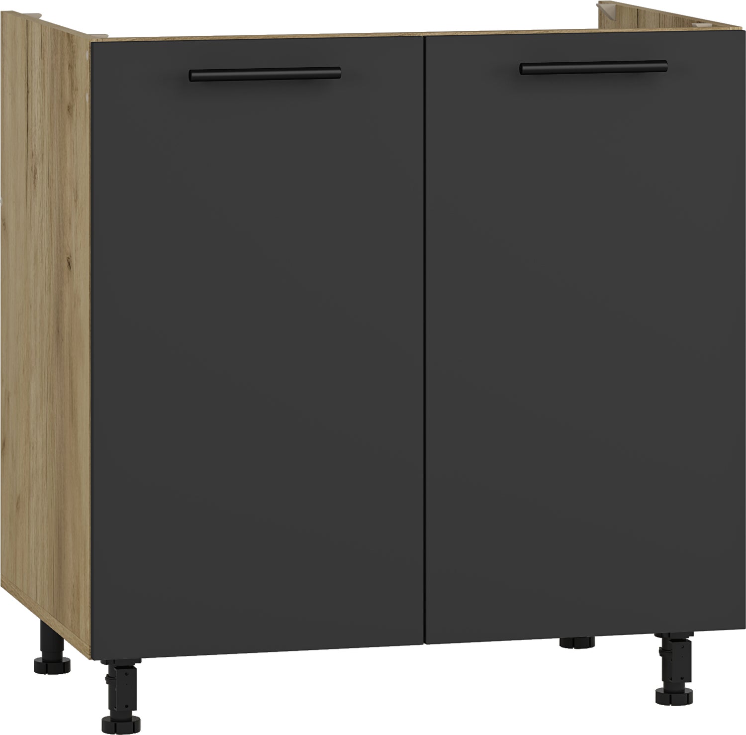 Closet Vento 12 | size: Width: 80cm, Height: 82cm | color: Black/Oak | image: 1 | variant: 1016890