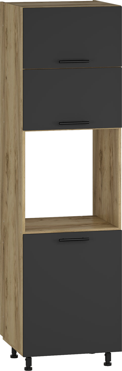 Closet Vento 14 | size: Width: 60cm, Height: 214cm | color: Black/Oak | image: 1 | variant: 1016892