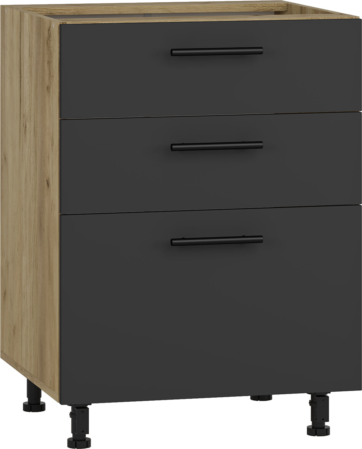 Closet Vento DS3-60/82 | size: Width: 60cm, Height: 82cm | color: Black/Oak | image: 1 | variant: 1017857