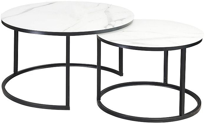 Coffee Table Atlanta C | size: Length: 80cm, Width: 80cm, Height: 45cm, Diameter: 80cm | color: White/Black | image: 0 | variant: 1012292