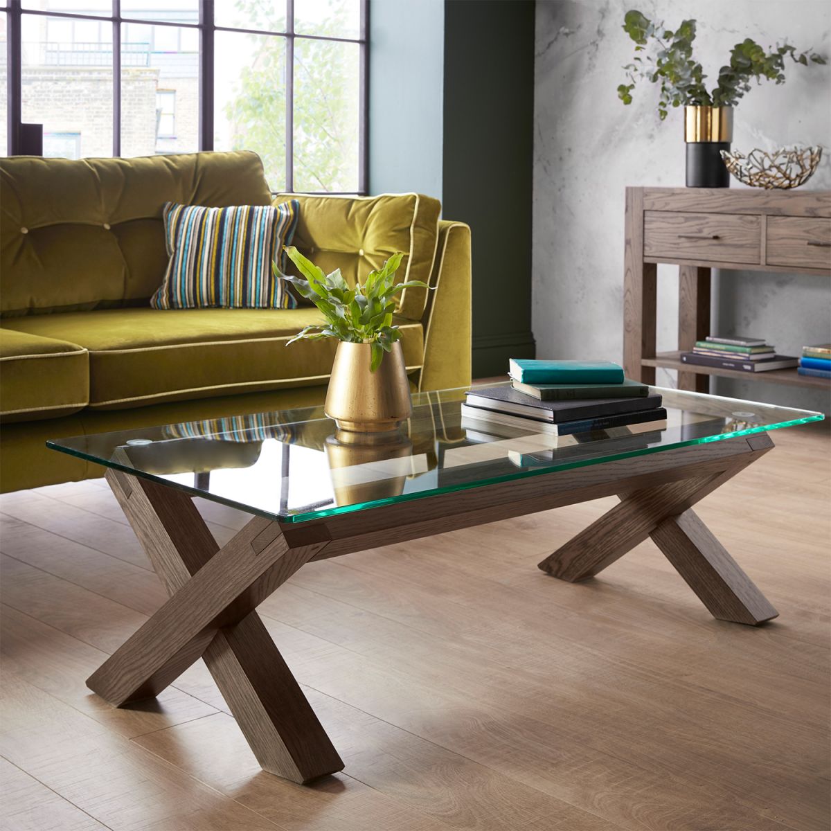 Coffee Table Bangor | size: Length: 60.6cm, Width: 121.6cm, Height: 43cm | color: Oak | image: 1 | variant: 1005338