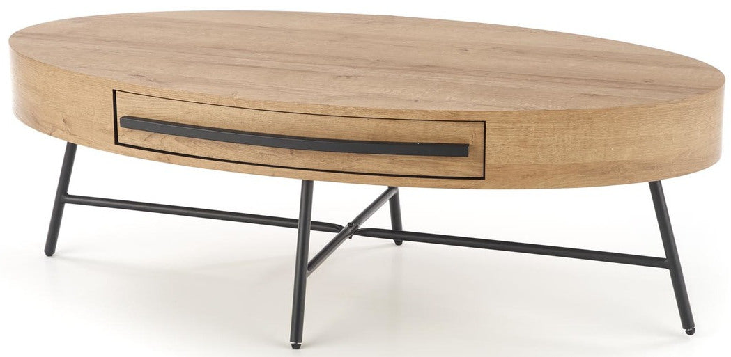 Coffee Table Caroline | size: Length: 120cm, Width: 120cm, Height: 41cm, Diameter: 120cm | color: Black/Oak | image: 1 | variant: 1016870
