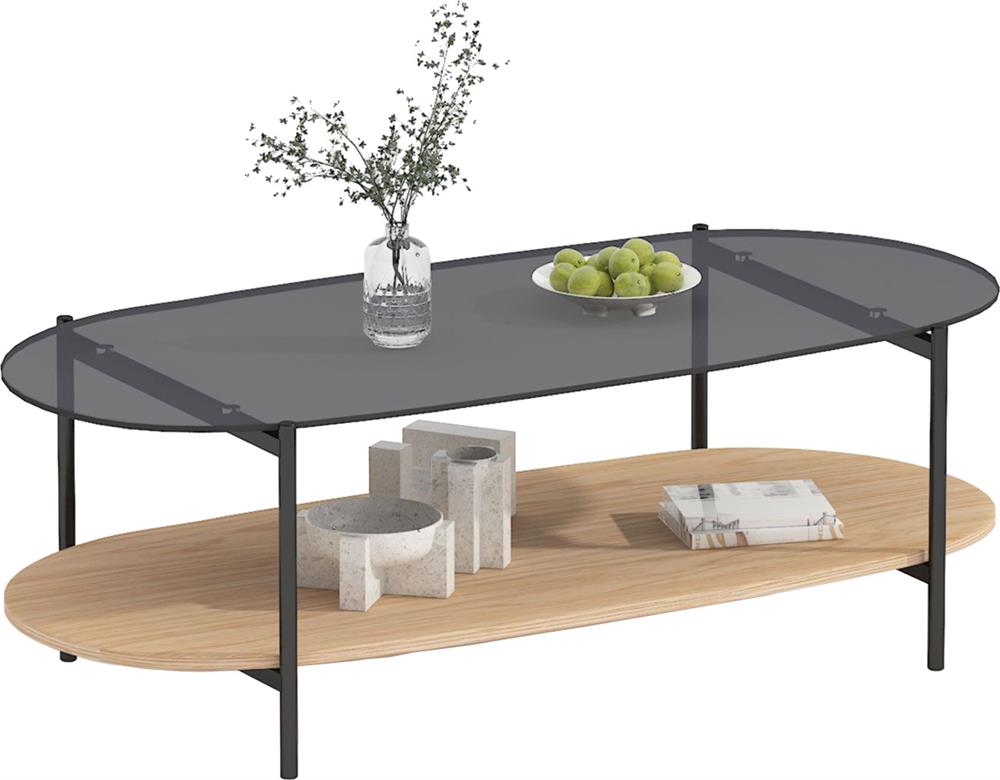Coffee Table Cindy 2 | size: Length: 55cm, Width: 120cm, Height: 40cm | color: Black/Oak | image: 1 | variant: 1016756