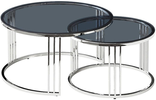 Coffee Table Dorking | size: Length: 80cm, Width: 80cm, Height: 45cm, Diameter: 80cm | color: Black/Silver | image: 0 | variant: 1004490