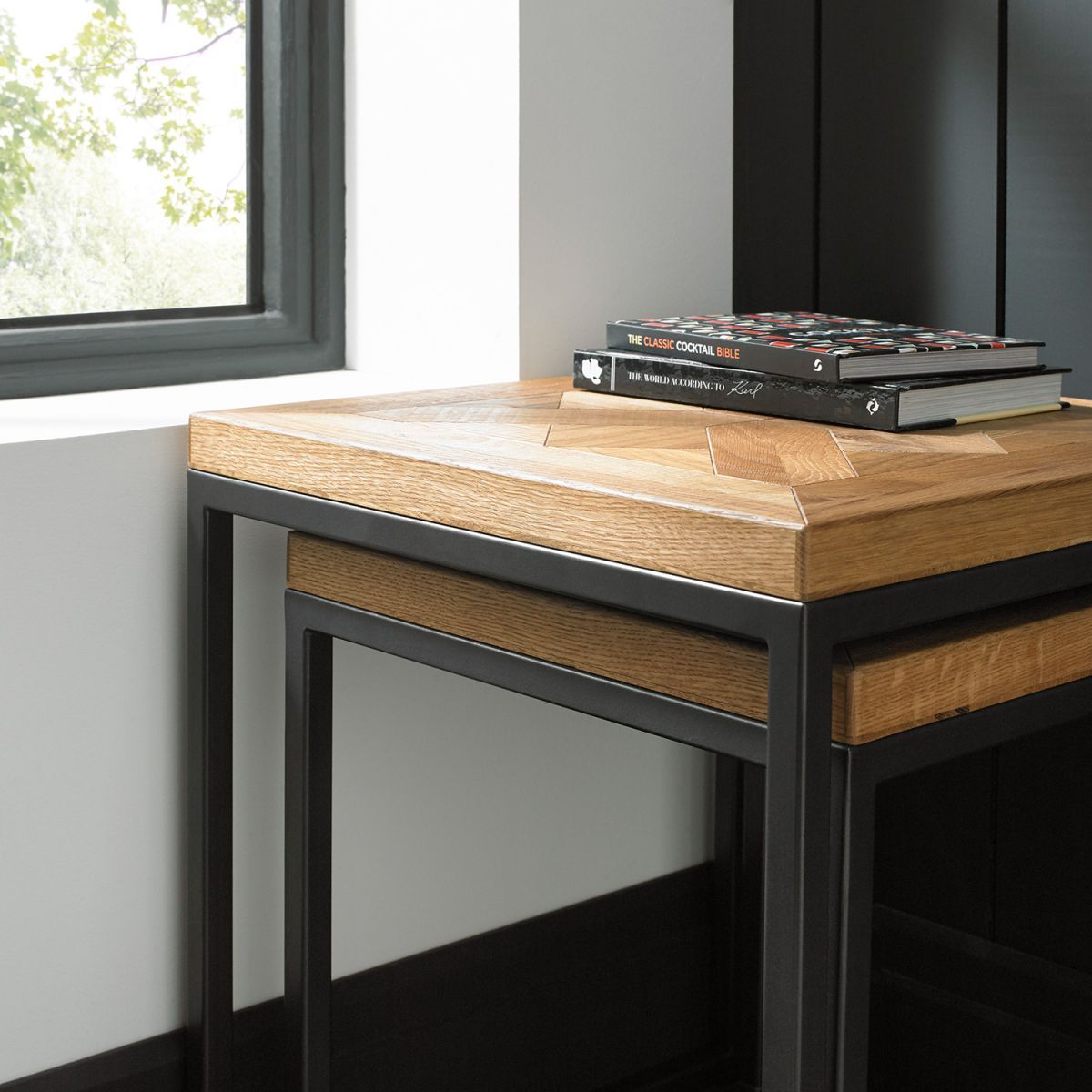 Coffee Table East Dorking | size: Length: 45cm, Width: 45cm, Height: 50cm | color: Black/Oak | image: 3 | variant: 1005331