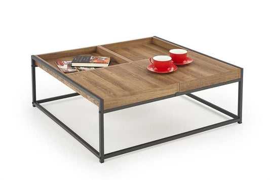 Coffee Table East Hanoi | size: Length: 80cm, Width: 84cm, Height: 30cm | color: Black/Oak | image: 1 | variant: 1006750