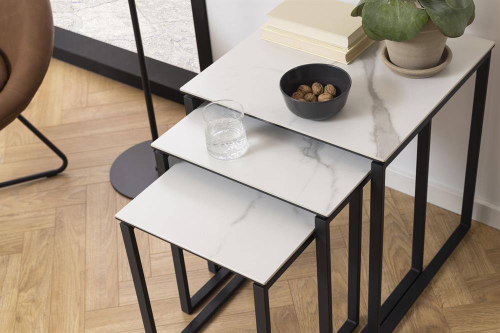 Coffee Table East Jekabpils | size: Length: 50cm, Width: 50cm, Height: 55cm | color: White/Black | image: 9 | variant: 1005983