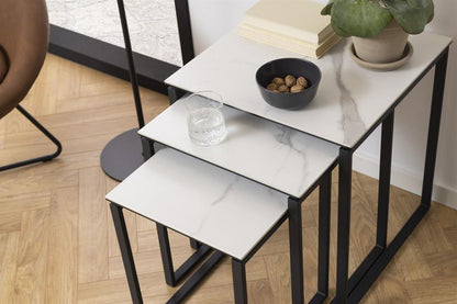 Coffee Table East Jekabpils | size: Length: 50cm, Width: 50cm, Height: 55cm | color: White/Black | image: 9 | variant: 1005983