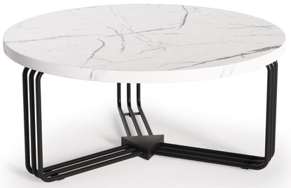 Coffee Table Edinburgh | size: Length: 80cm, Width: 80cm, Height: 36cm, Diameter: 80cm | color: White/Black | image: 1 | variant: 1003255