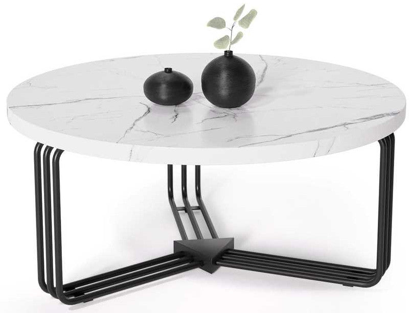 Coffee Table Edinburgh | size: Length: 80cm, Width: 80cm, Height: 36cm, Diameter: 80cm | color: White/Black | image: 3 | variant: 1003255