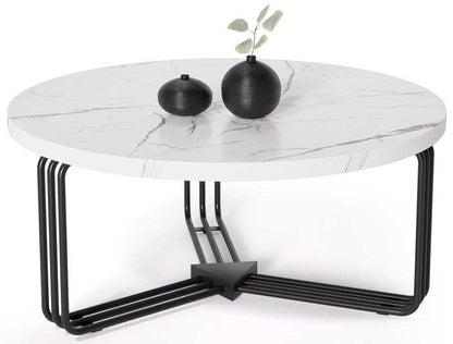 Coffee Table Edinburgh | size: Length: 80cm, Width: 80cm, Height: 36cm, Diameter: 80cm | color: White/Black | image: 3 | variant: 1003255