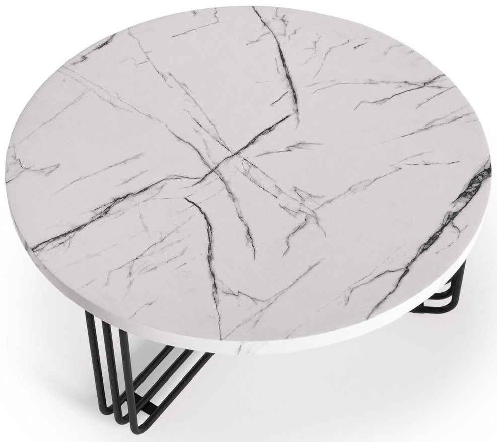Coffee Table Edinburgh | size: Length: 80cm, Width: 80cm, Height: 36cm, Diameter: 80cm | color: White/Black | image: 4 | variant: 1003255