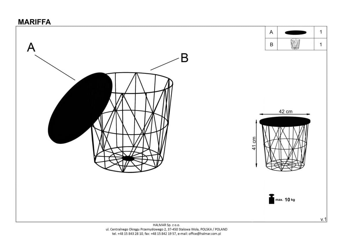 Coffee Table Glasgow | size: Length: 42cm, Width: 42cm, Height: 41cm, Diameter: 42cm | color: Black | image: 2 | variant: 1003266