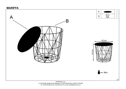Coffee Table Glasgow | size: Length: 42cm, Width: 42cm, Height: 41cm, Diameter: 42cm | color: Black | image: 2 | variant: 1003266