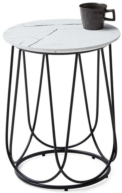 Coffee Table Goa | size: Length: 40cm, Width: 40cm, Height: 51cm, Diameter: 40cm | color: White/Black | image: 0 | variant: 1003272