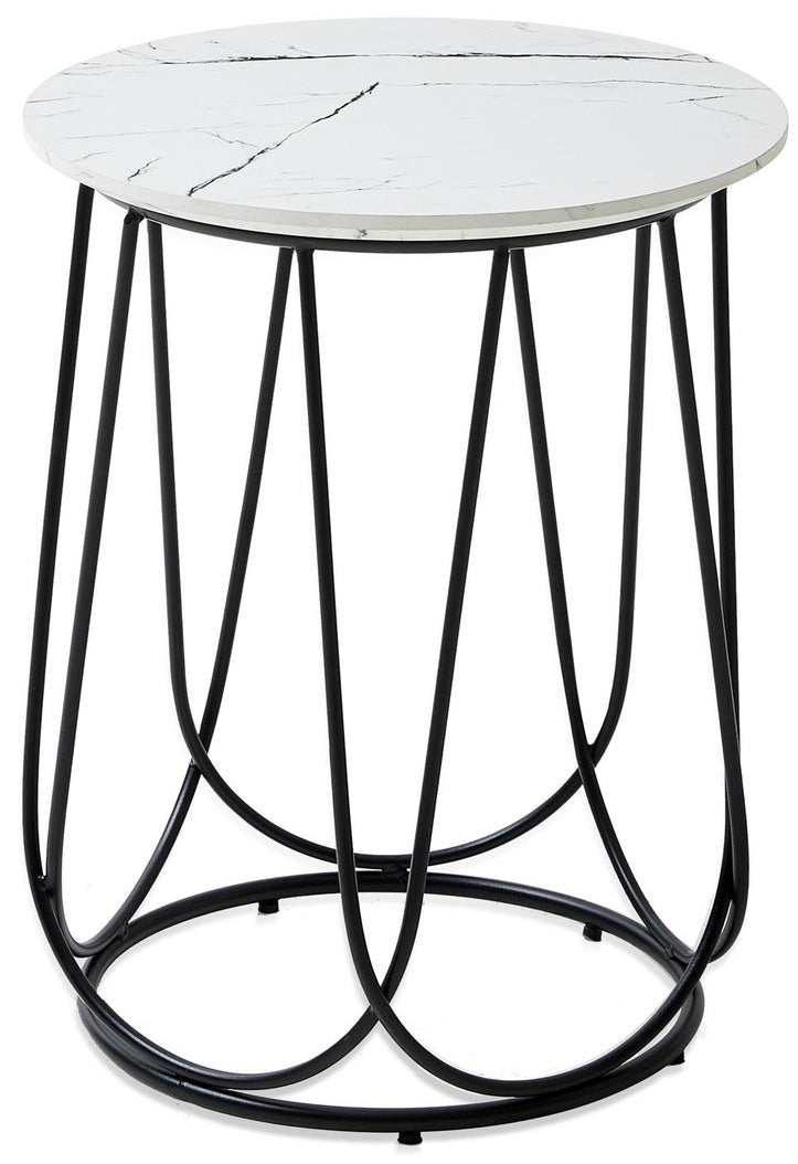 Coffee Table Goa | size: Length: 40cm, Width: 40cm, Height: 51cm, Diameter: 40cm | color: White/Black | image: 1 | variant: 1003272