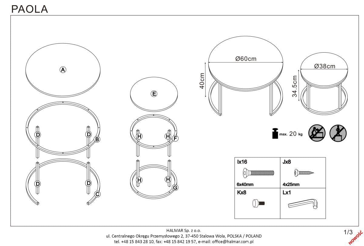 Coffee Table Havana | size: Length: 60cm, Width: 60cm, Height: 40cm, Diameter: 60cm | color: Marble | image: 3 | variant: 1003280