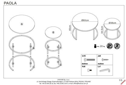 Coffee Table Havana | size: Length: 60cm, Width: 60cm, Height: 40cm, Diameter: 60cm | color: Marble | image: 3 | variant: 1003280