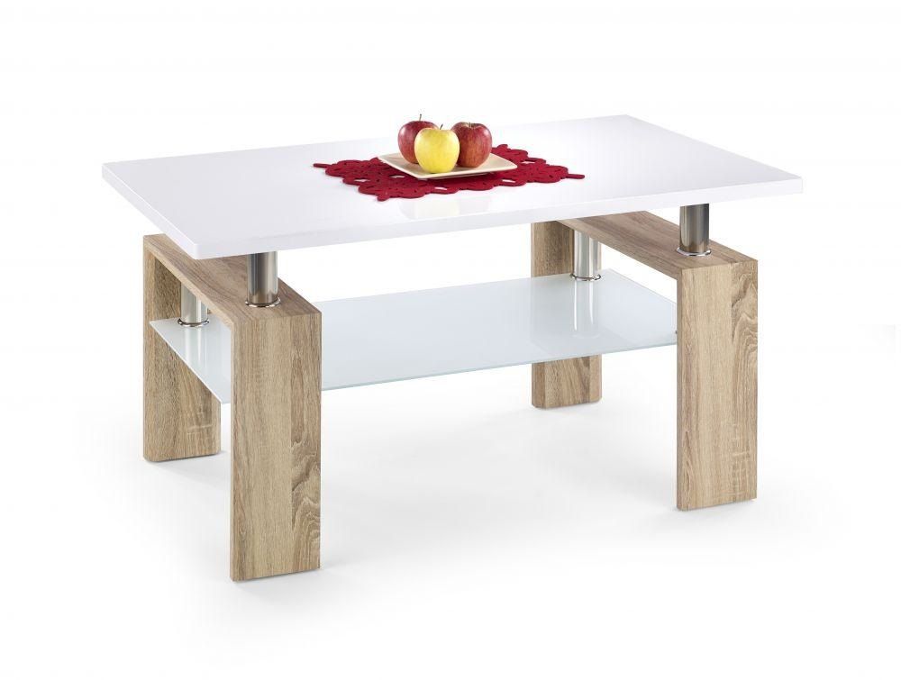 Coffee Table Kiev | size: Length: 60cm, Width: 110cm, Height: 55cm | color: Clear/Oak | image: 1 | variant: 1003333
