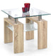 Coffee Table Kiev | size: Length: 60cm, Width: 60cm, Height: 55cm | color: Clear/Oak | image: 0 | variant: 1003337