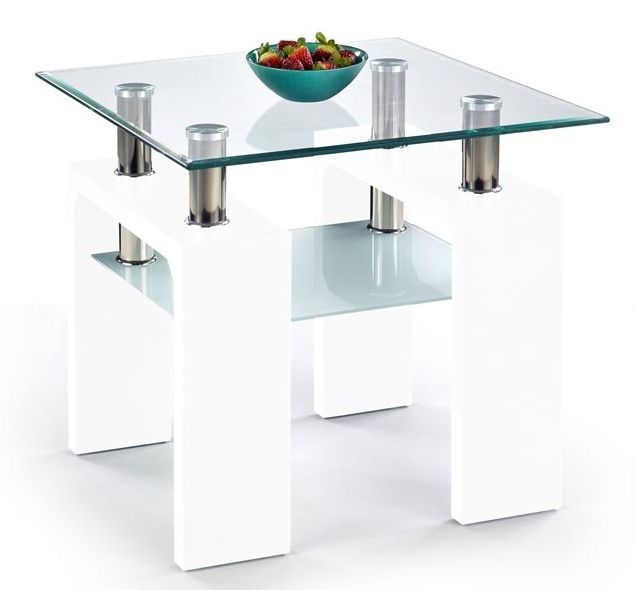 Coffee Table Kiev | size: Length: 60cm, Width: 60cm, Height: 55cm | color: White/Transparent | image: 0 | variant: 1003338