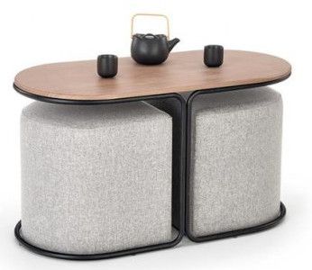 Coffee Table Pampa | size: Length: 43cm, Width: 88cm, Height: 49cm | color: Oak/Grey | image: 0 | variant: 1012561