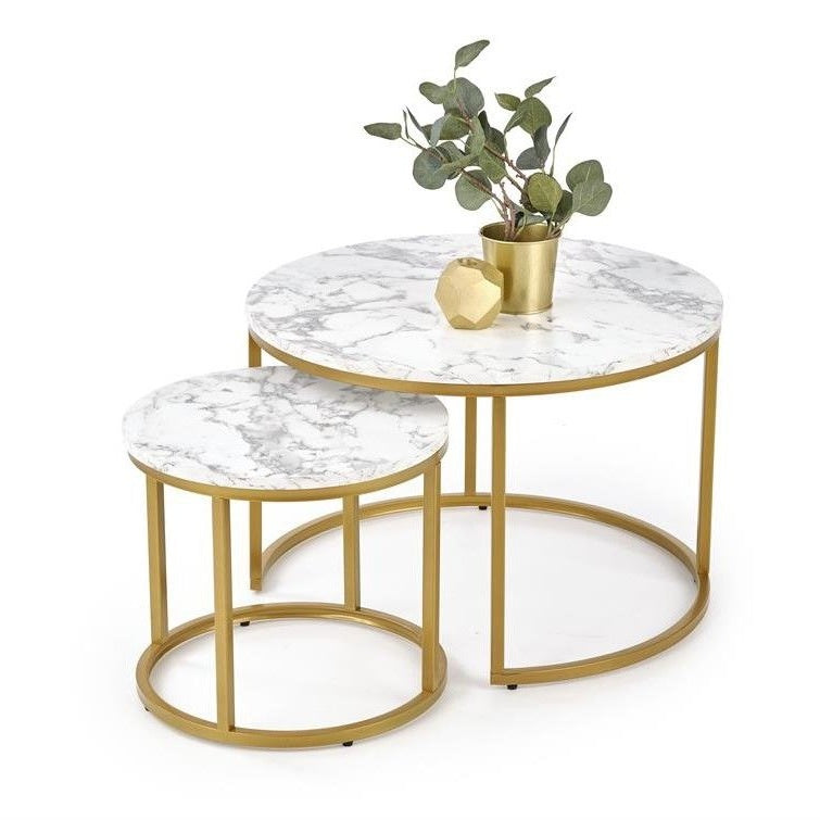 Coffee Table Paola | size: Length: 60cm, Width: 60cm, Height: 40cm, Diameter: 60cm | color: Marble | image: 0 | variant: 1006739