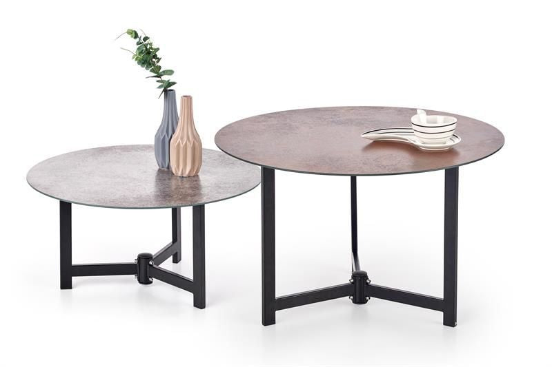 Coffee Table Twins 2 | size: Length: 70cm, Width: 70cm, Height: 43cm, Diameter: 70cm | color: Brown/Black | image: 1 | variant: 1011140