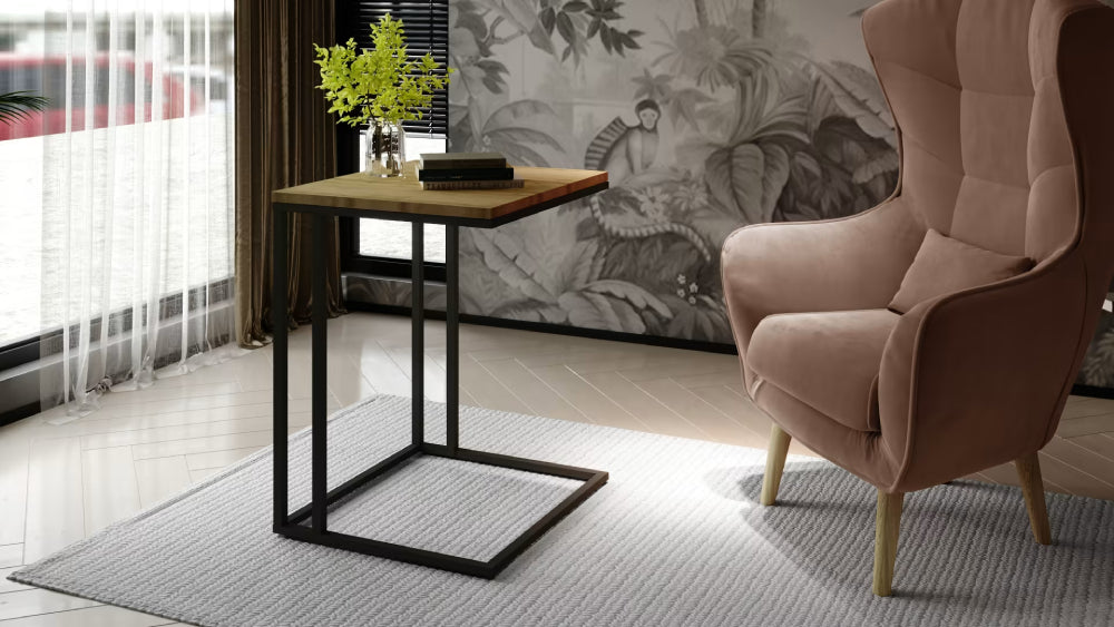 Coffee Table Vigo | size: Length: 45cm, Width: 45cm, Height: 67cm | color: Black/Oak | image: 1 | variant: 1014057