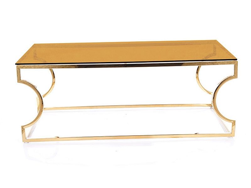 Coffee Table West Ravenna | size: Length: 60cm, Width: 120cm, Height: 40cm | color: Amber/Gold | image: 2 | variant: 1007779
