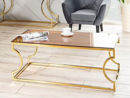 Coffee Table West Ravenna | size: Length: 60cm, Width: 120cm, Height: 40cm | color: Amber/Gold | image: 5 | variant: 1007779
