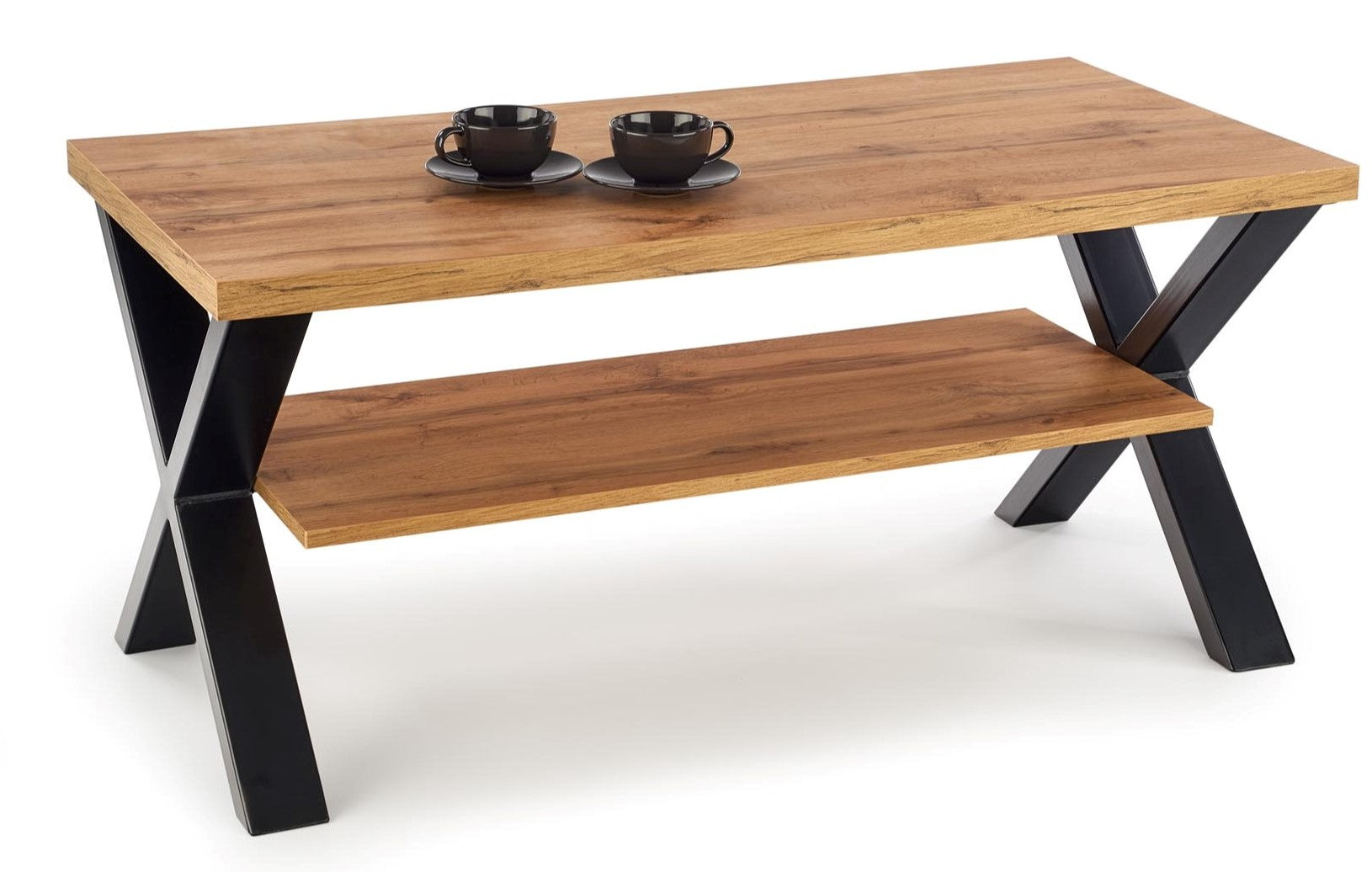Coffee Table West Wrexham | size: Length: 60cm, Width: 120cm, Height: 55cm | color: Black/Oak | image: 2 | variant: 1007388