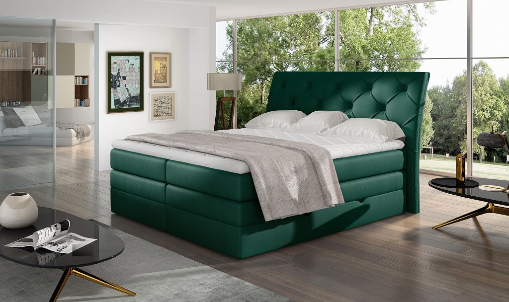 Continental Double Bed Addlestone 2 | size: Length: 215cm, Width: 198cm, Height: 120cm | color: Green | image: 1 | variant: 1013110