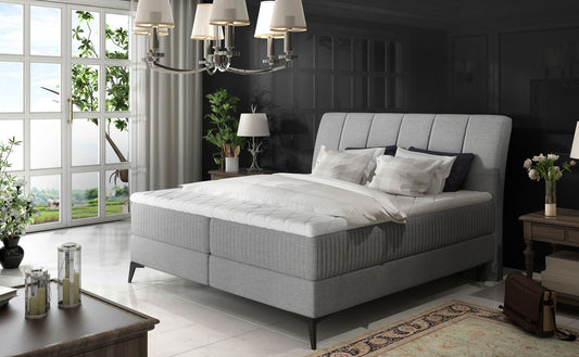 Continental Double Bed Aderito | size: Length: 221cm, Width: 143cm, Height: 118cm | color: Pasy/Sawana | image: 1 | variant: 1008442